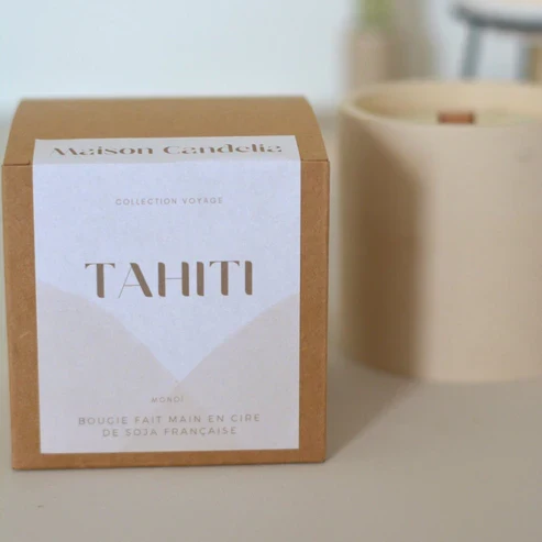 Bougie Jesmonite Tahiti - Monoï - 250g