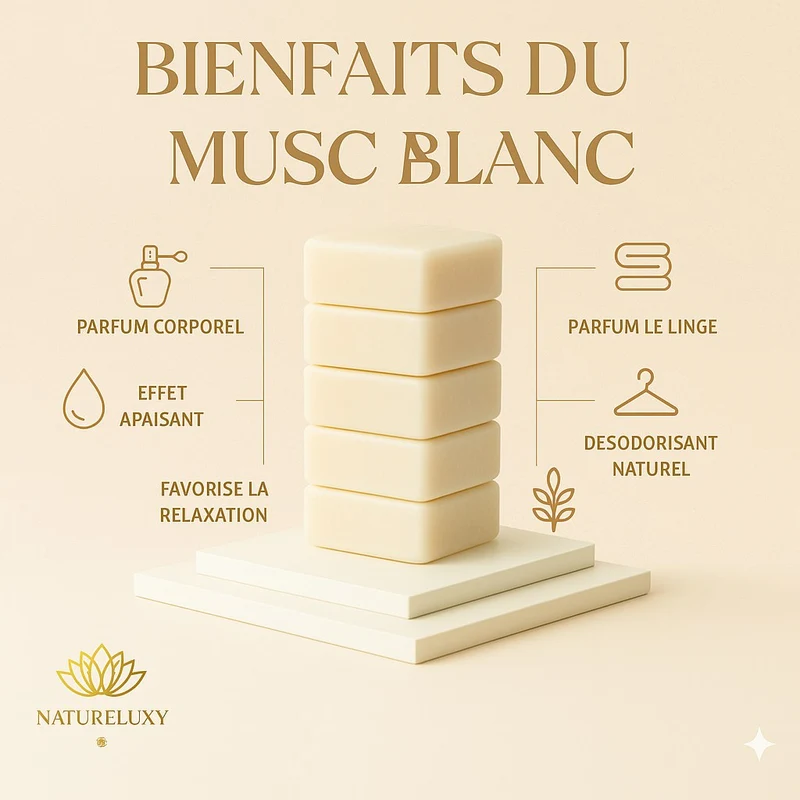 Lot de 10 carrés de musc blanc – parfum solide
