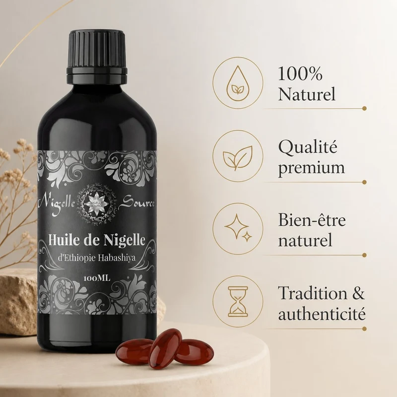 Pack Nigelle d’Éthiopie 99% – 60 Capsules (500 mg) + Huile 100 mL – Cosmétique & Comestible
