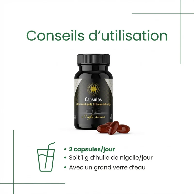 Capsules d’Huile de Nigelle d’Éthiopie – 60 capsules (500 mg) – Habachiya
