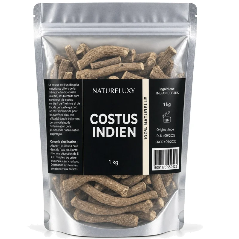 Costus Indien Brut 1 kg 100% Naturel – Racines entières – Usage interne (infusion/décoction) & externe – Format 1kg