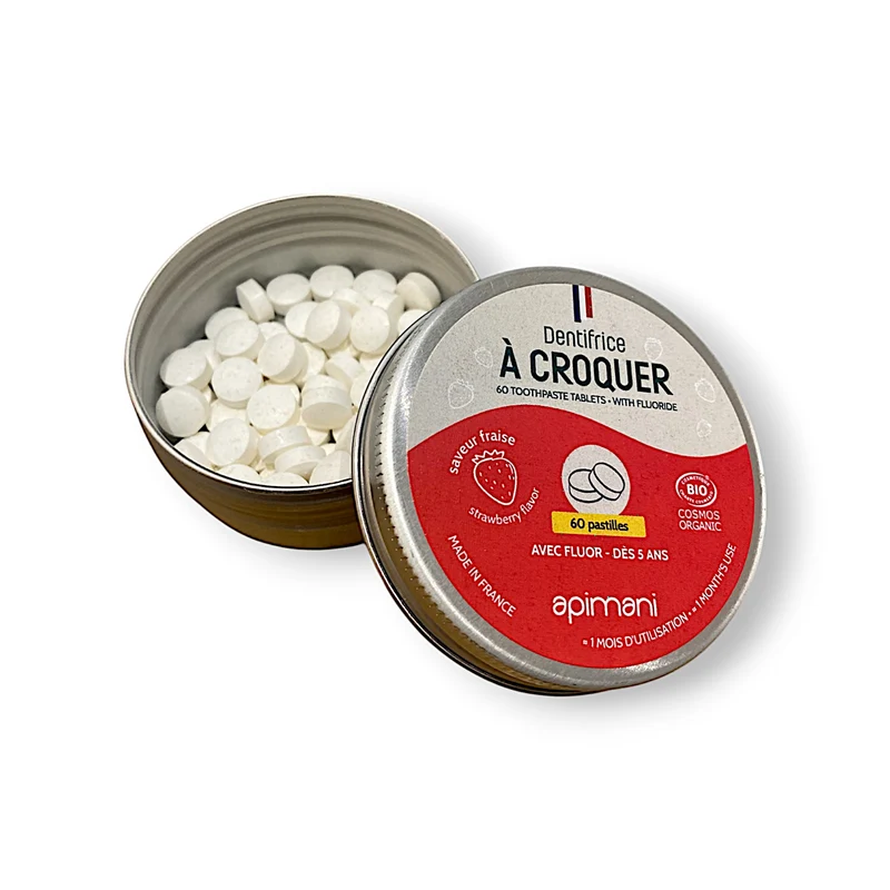 Dentifrice à croquer à la fraise - Enfants - 60 pastilles