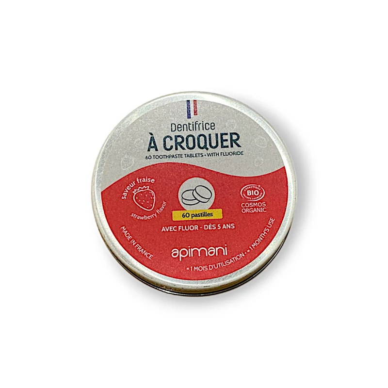 Dentifrice à croquer à la fraise - Enfants - 60 pastilles