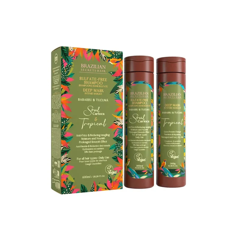 Brazilian Secrets Hair - Kit Shampoing après-lissage Soul Carioca et Masque nourrissant intense Tropical - 300ml