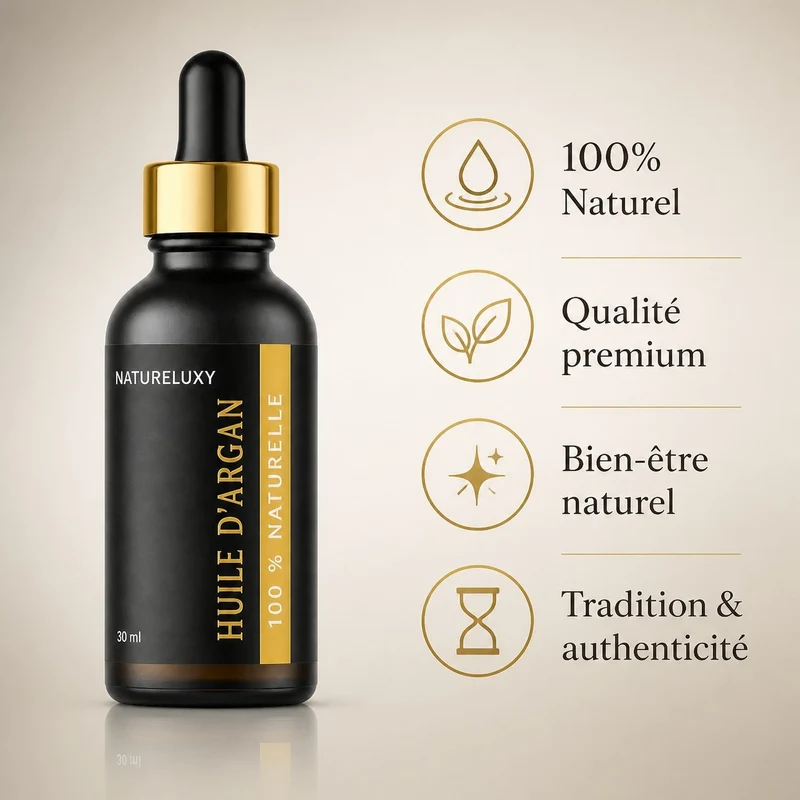 Lot de 2 Huiles d’Argan 30 ml Pipette — 100% naturelle, Soin visage corps cheveux (2×30 ml)