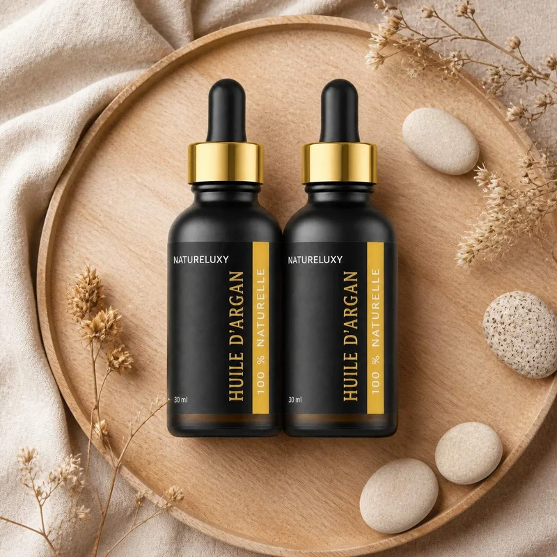 Lot de 2 Huiles d’Argan 30 ml Pipette — 100% naturelle, Soin visage corps cheveux (2×30 ml)