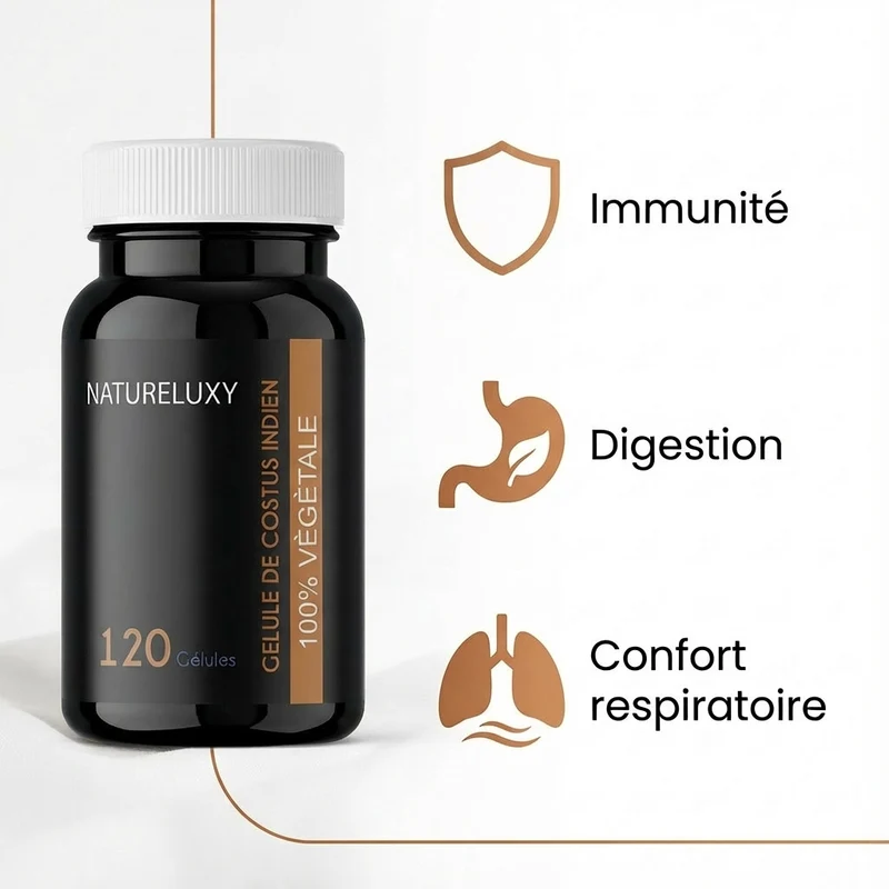 120 Gélules Costus Indien – Poudre de Saussurea costus – 300 mg