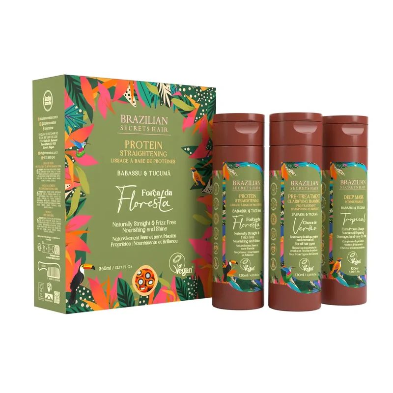 Brazilian Secrets Hair -Força da Floresta - Kit lissage à la protéine - (3 x 120ml)