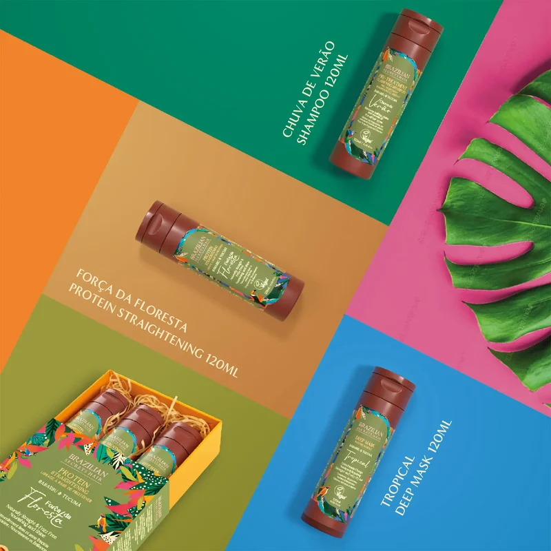 Brazilian Secrets Hair -Força da Floresta - Kit lissage à la protéine - (3 x 120ml)