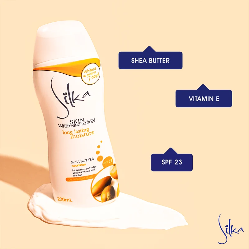 Silka - Lotion Hydratante Pour La Peau Shea Butter SPF23 "Skin Whitening Lotion Long Lasting" 200 ML