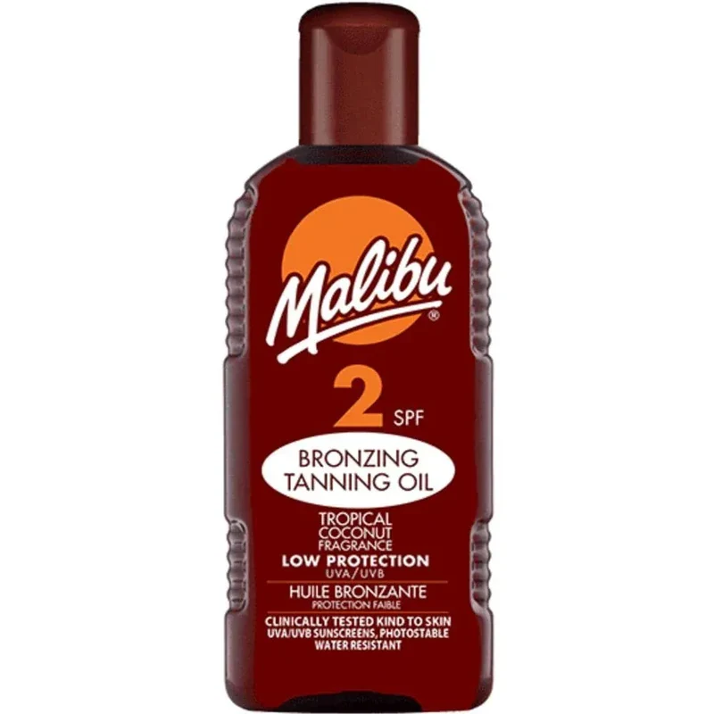 MALIBU - Huile de bronzage à la noix de coco Tropicale "Tanning Oil Tropical coconut fragrance" SPF2 - 200 ml