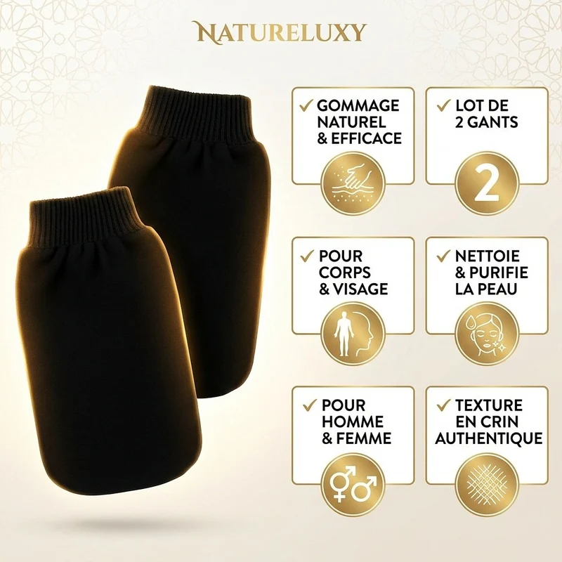 Lot de 2 Gants de Gommage Kessa Haute Qualité