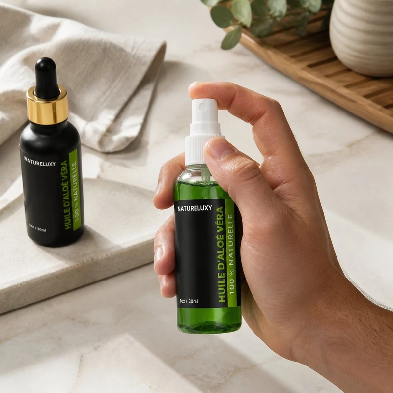 Huile d'Aloé Vera 30mL pipette + Huile d'Aloé Vera 30mL 100% Naturelle Spray