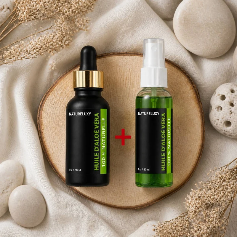 Huile d'Aloé Vera 30mL pipette + Huile d'Aloé Vera 30mL 100% Naturelle Spray