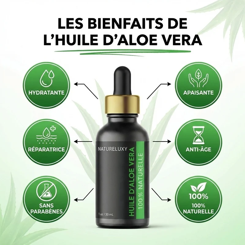 Huile d'Aloé Vera 30mL pipette 100% Naturelle