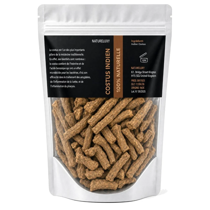 Costus Indien Brut 400 g 100% Naturel – Racines Entières – Natureluxy