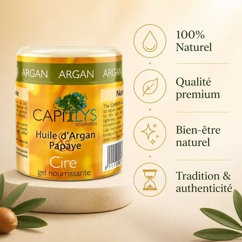 Gel Nourrissant Argan & Papaye Capilys — Cire Gel Capillaire