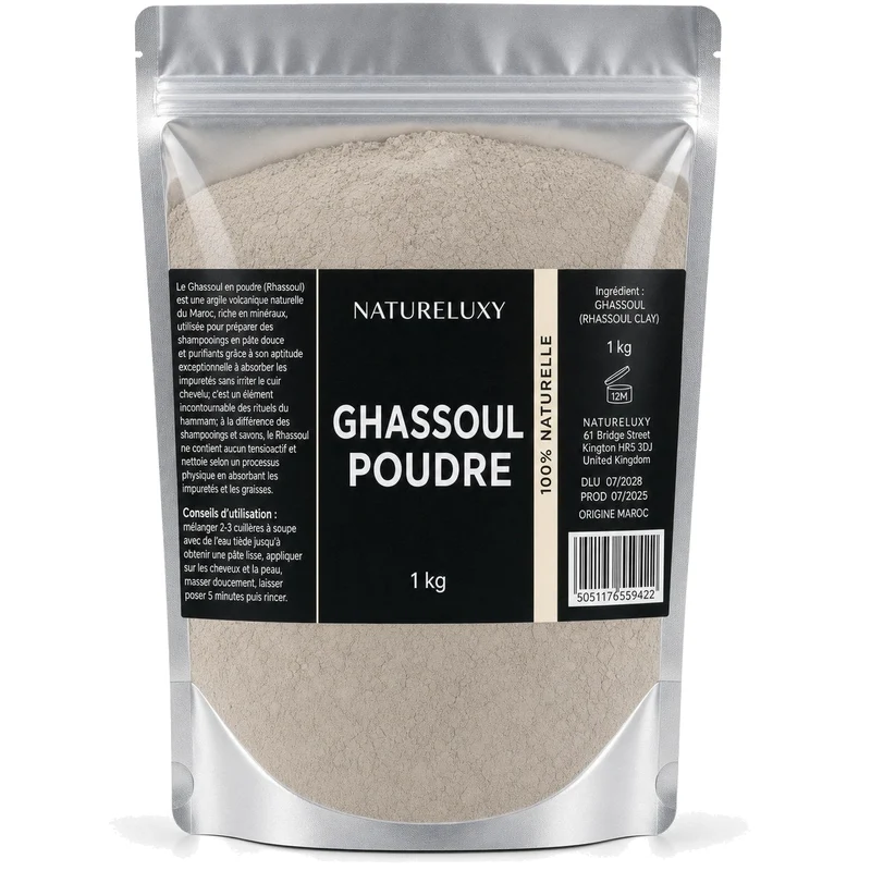 1Kg Argile Ghassoul en Poudre Ultrafine - Masque Visage Corps Cheveux - Moroccan Lava Clay