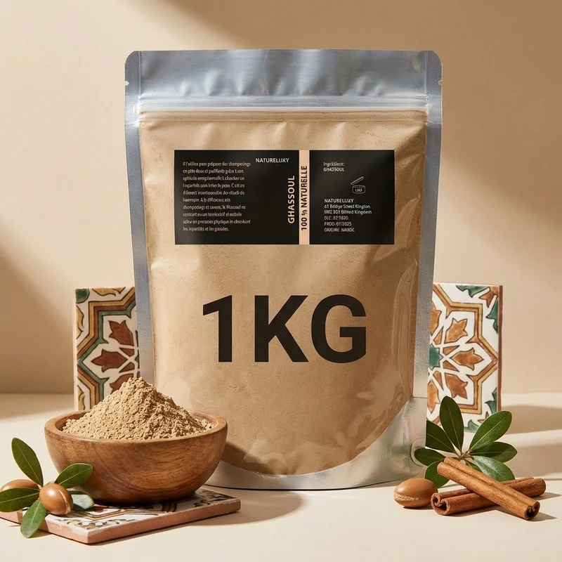1Kg Argile Ghassoul en Poudre Ultrafine - Masque Visage Corps Cheveux - Moroccan Lava Clay