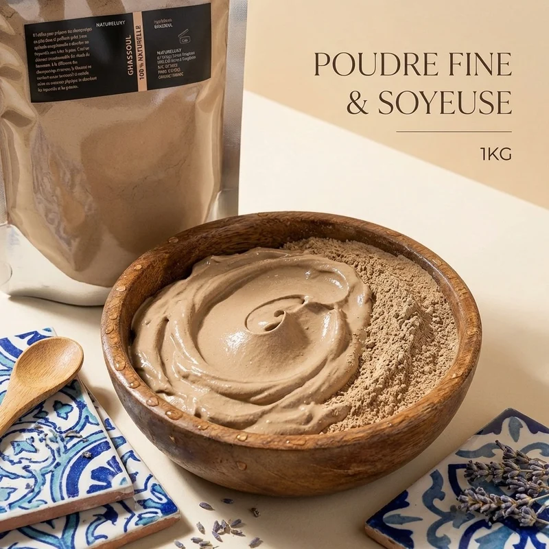 1Kg Argile Ghassoul en Poudre Ultrafine - Masque Visage Corps Cheveux - Moroccan Lava Clay