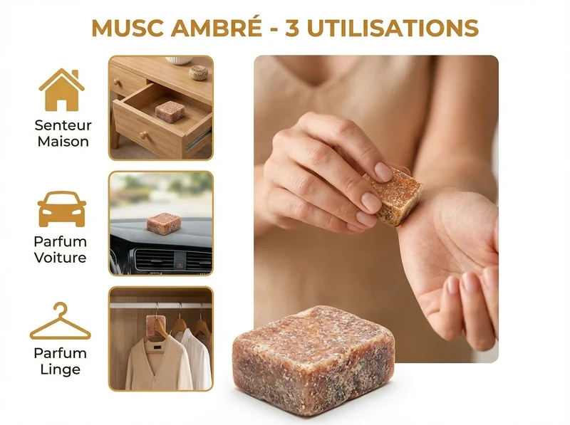 Carré de musc ambré – parfum solide