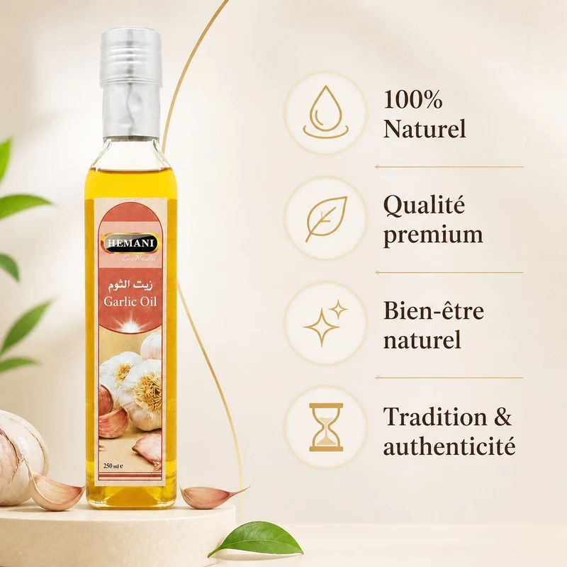 Huile d'Ail 250mL 100% Naturelle Hemani