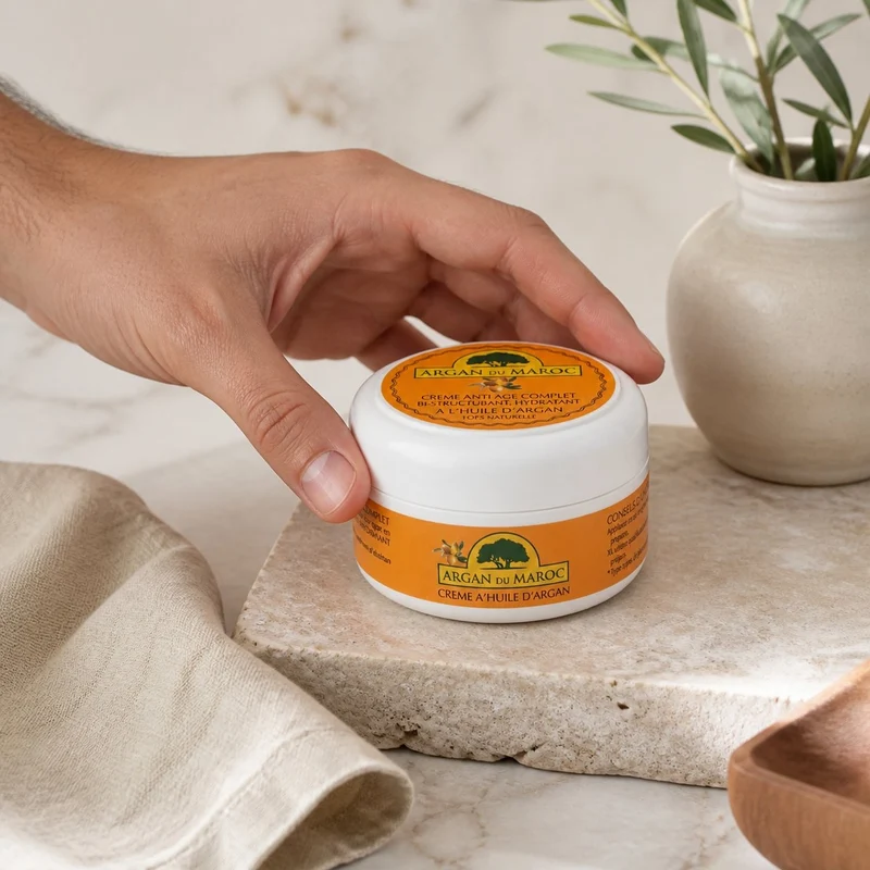 Crème Anti-Ride Argan du Maroc Soin Yeux Visage Rajeunissant Jour et Nuit 100mL