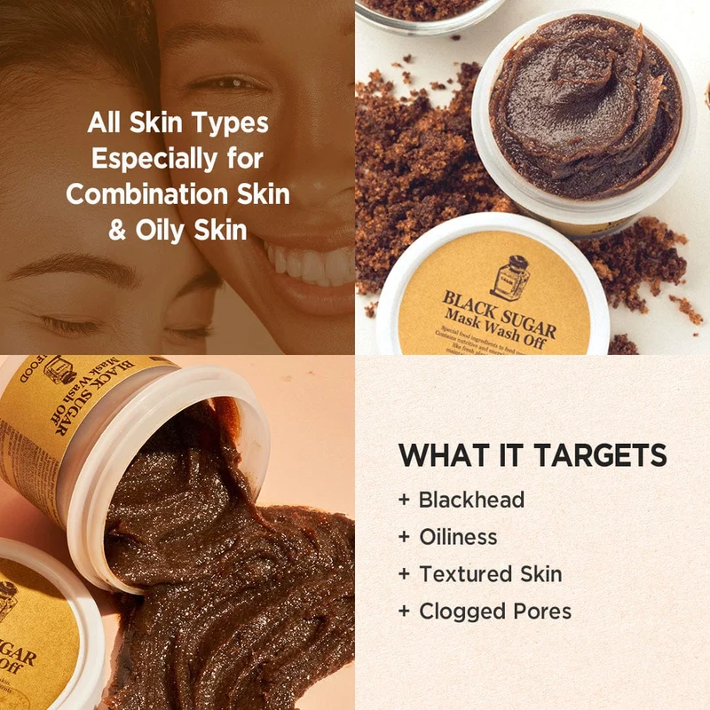 SKINFOOD - Masque visage au sucre noir- plusieurs options possibles- 120g (Collection Anti-Gaspi)