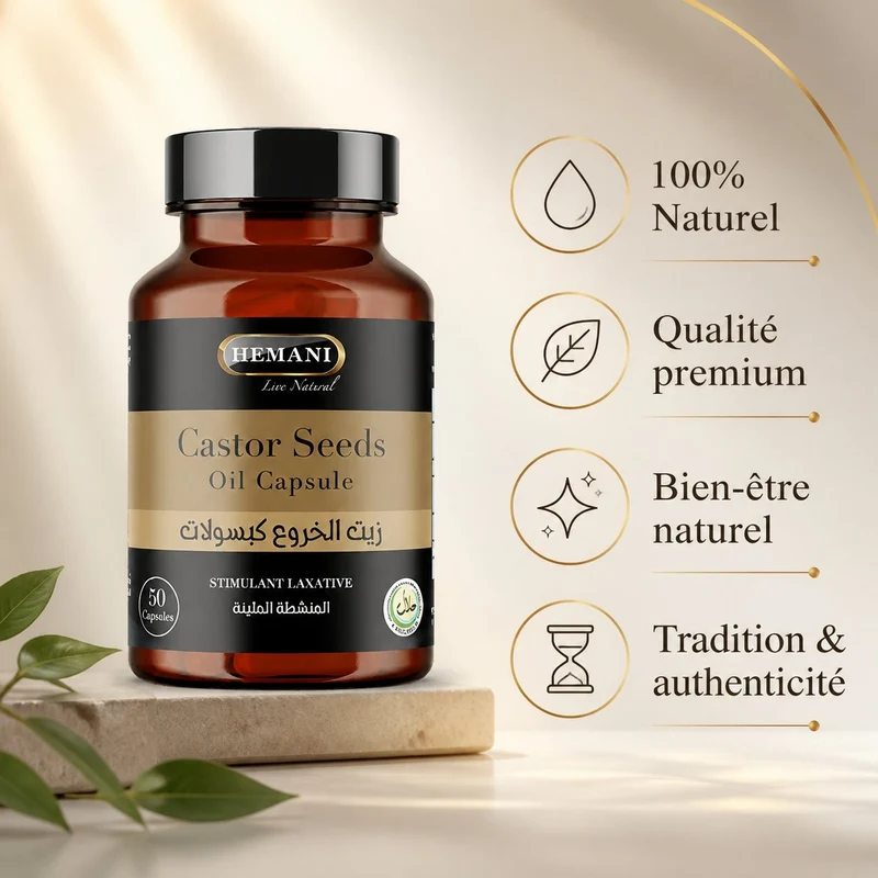 50 Capsules à l'huile de Graine de Ricin - Hemani