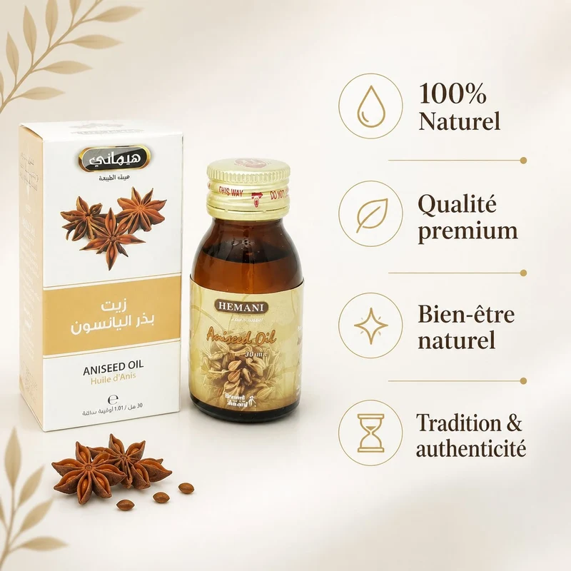 2 Huile d'Anis 30mL 100% Naturelle Hemani