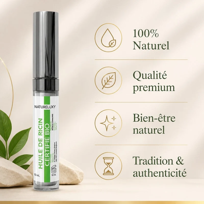 5 Huile de ricin en mascara pour faire pousser les cils - 10 ml