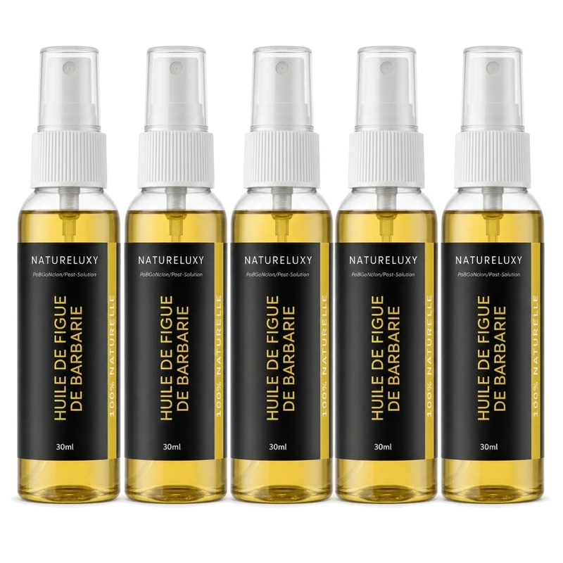 Lot 5× Huile de Figue de Barbarie 30 ml Spray – Soin visage anti-âge, peau mature & déshydratée
