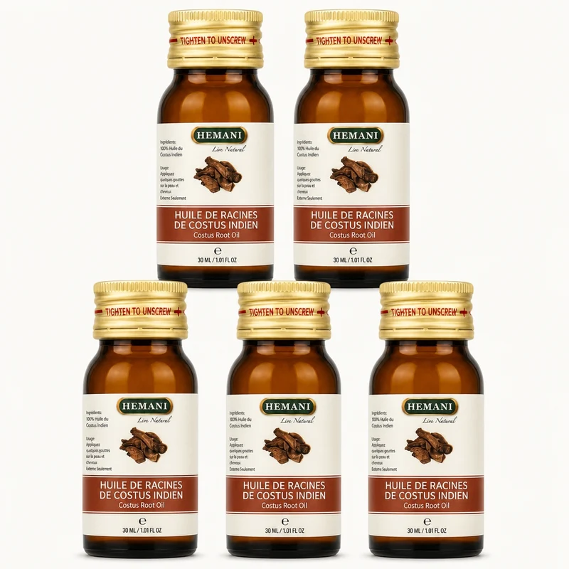 5 Huile de Costus Indien 30mL Hemani 100% naturelle