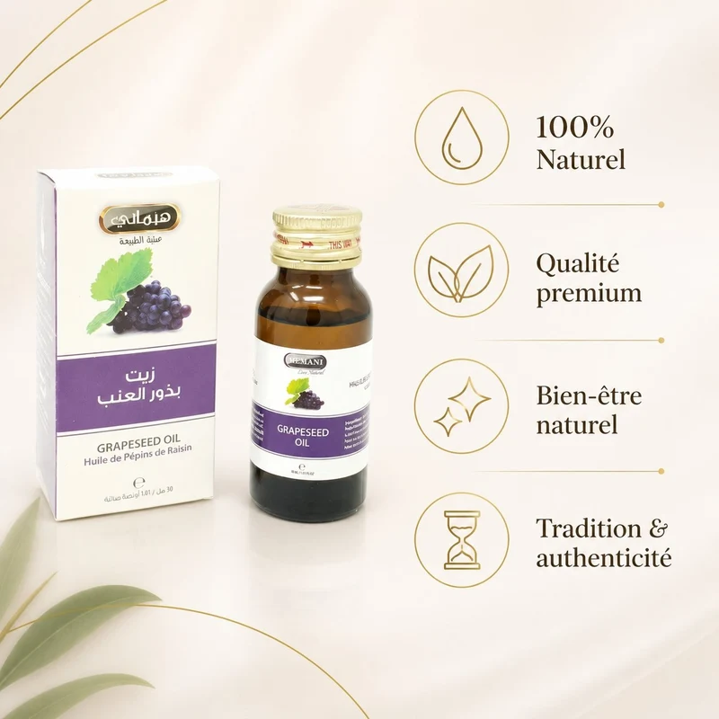 4 Huile de Pépin de Raisin 30mL 100% Naturelle Hemani