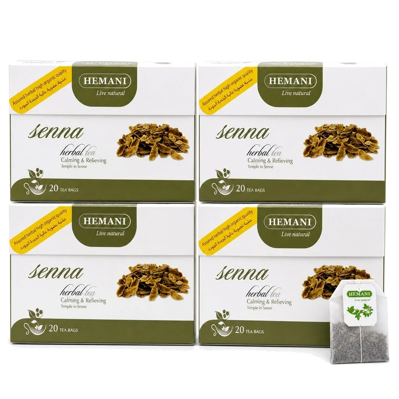 Lot de 4 Tisanes au Séné Hemani — 20 sachets par boîte (80 sachets)