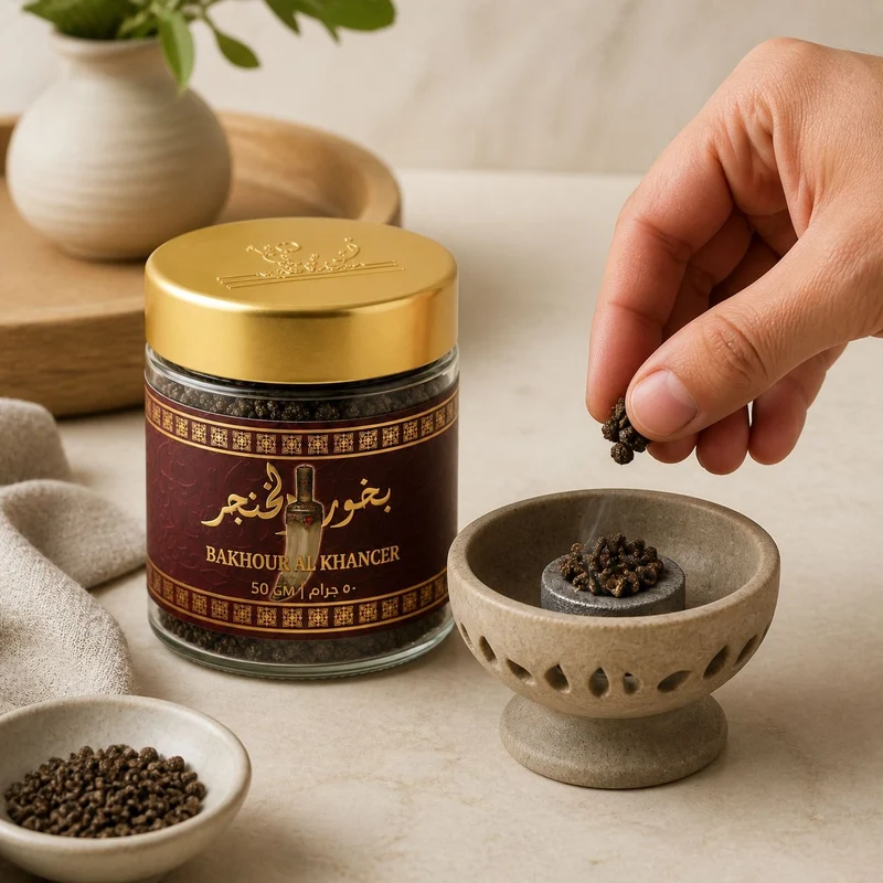 Bakhour Khanjar (Encens) en poudre – Oud, musc & huiles parfumées – Parfum d’ambiance oriental