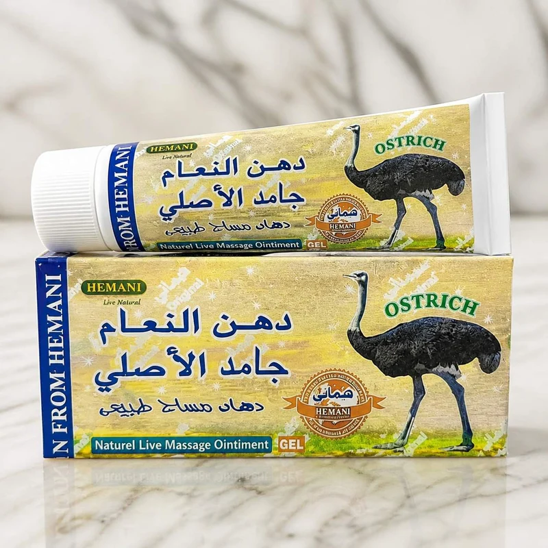 Hemani Gel de Massage à l'Huile d'Autruche 60 g – Cou, Dos, Épaules, Jambes – Usage Externe