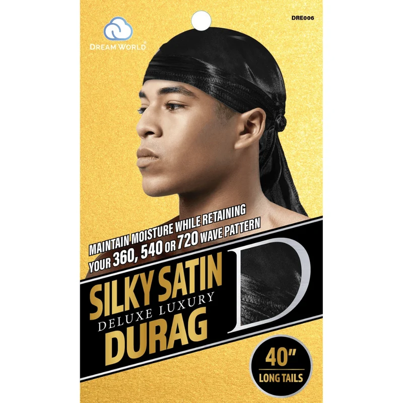 Dream World - Durag Homme Satin Noir - Taille Unique - DRE006