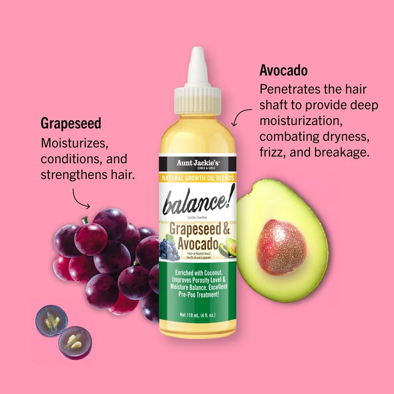 Aunt Jackie's - pré-shampoing huile de pépins de raisin & avocat "Balance" - 118ml