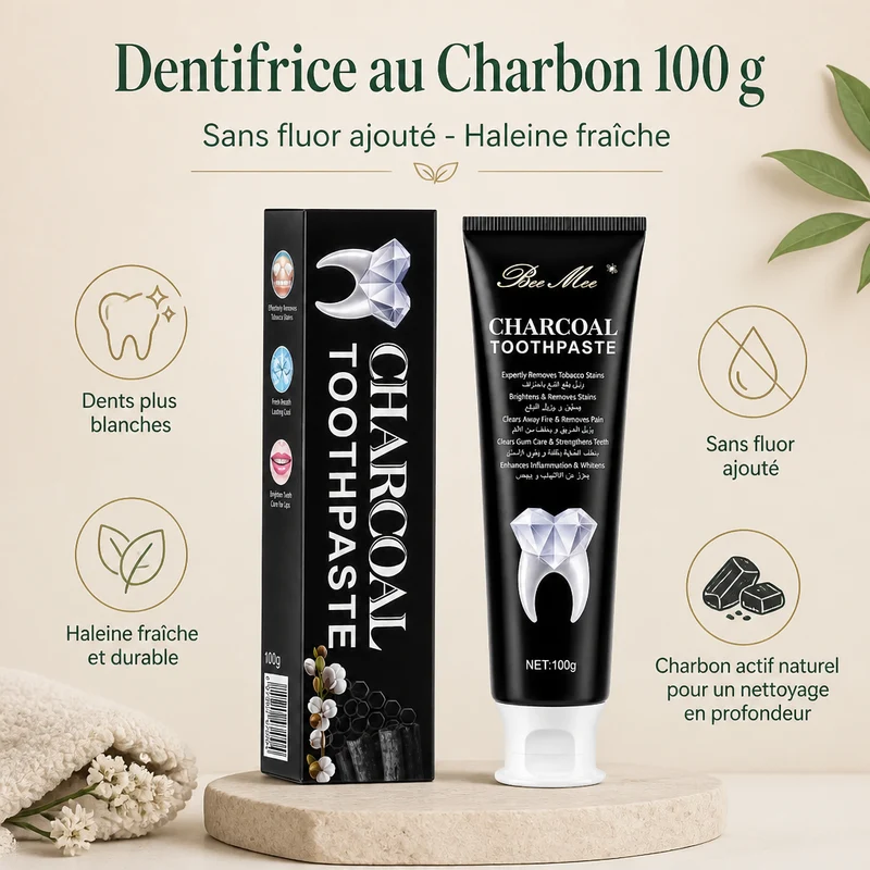 Dentifrice au Charbon 100 g - Sans Fluor Ajouté