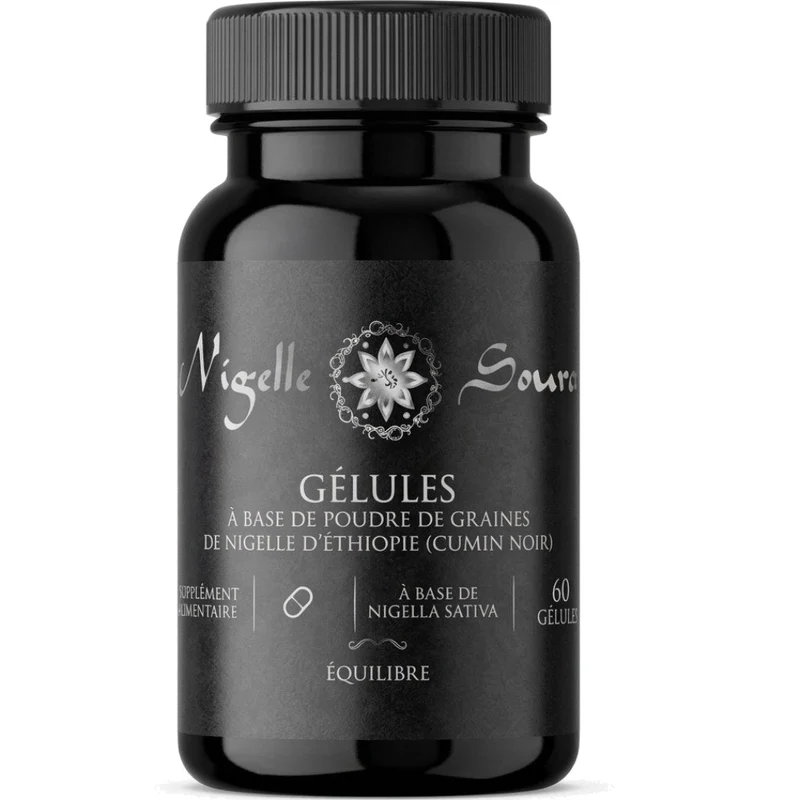 60 Gélules Nigelle d’Éthiopie – Poudre 99,7% Pure – Gélules Végétales