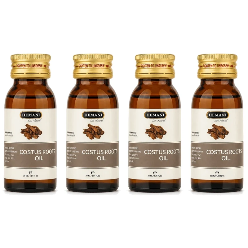 4 Huile de Costus Indien 30mL Hemani 100% naturelle