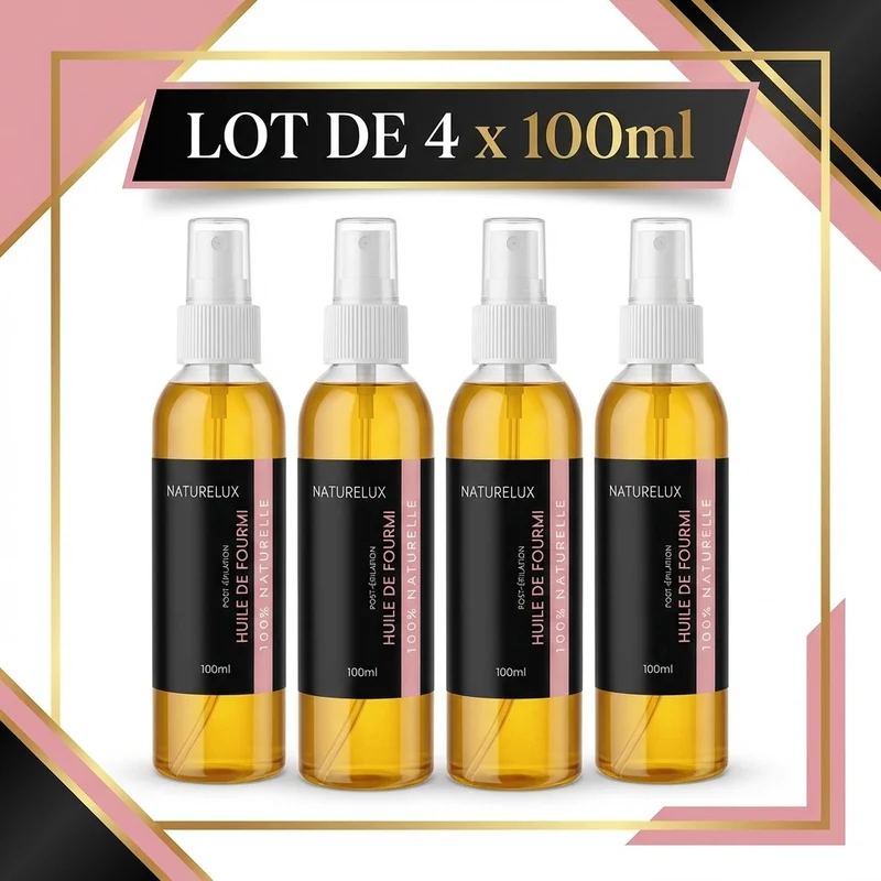 4 Huile de Fourmi Contre la Pousse des Poils 100mL Spray 100% Naturelle