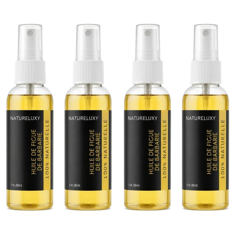 Lot de 4 Huiles de Figue de Barbarie anti-âge, spray 30 ml (visage & corps)