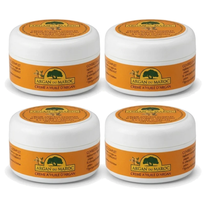 4 Crèmes Argan du Maroc Soin Contour des yeux et Visage Jour et Nuit 100mL