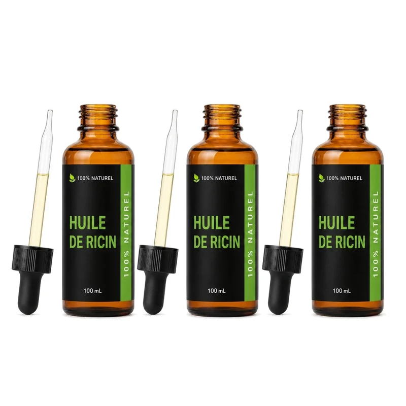 3 Huiles végétale de ricin 100ml à pipette