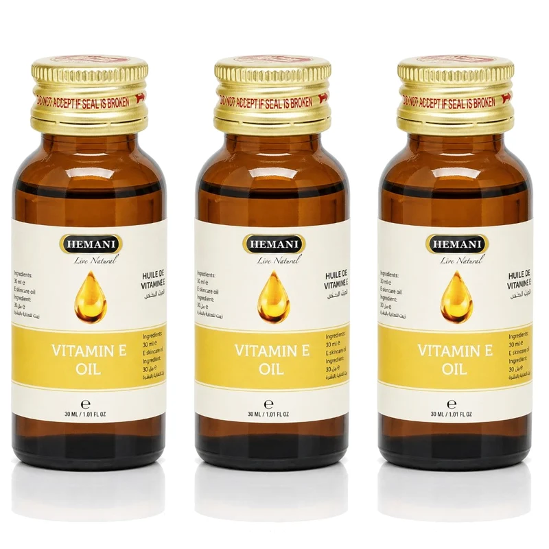 Lot de 3 Huiles de Vitamine E Hemani 30 mL - 100% naturelle