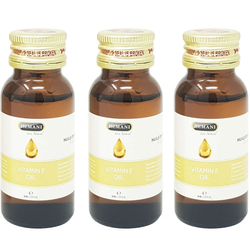 Lot de 3 Huiles de Vitamine E Hemani 30 mL - 100% naturelle