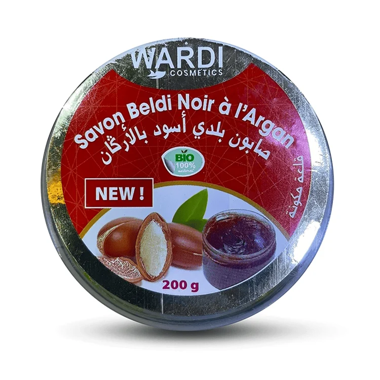 WARDI Cosmetics - Savon beldi noir "huile d'olive" - 200g (plusieurs senteurs)