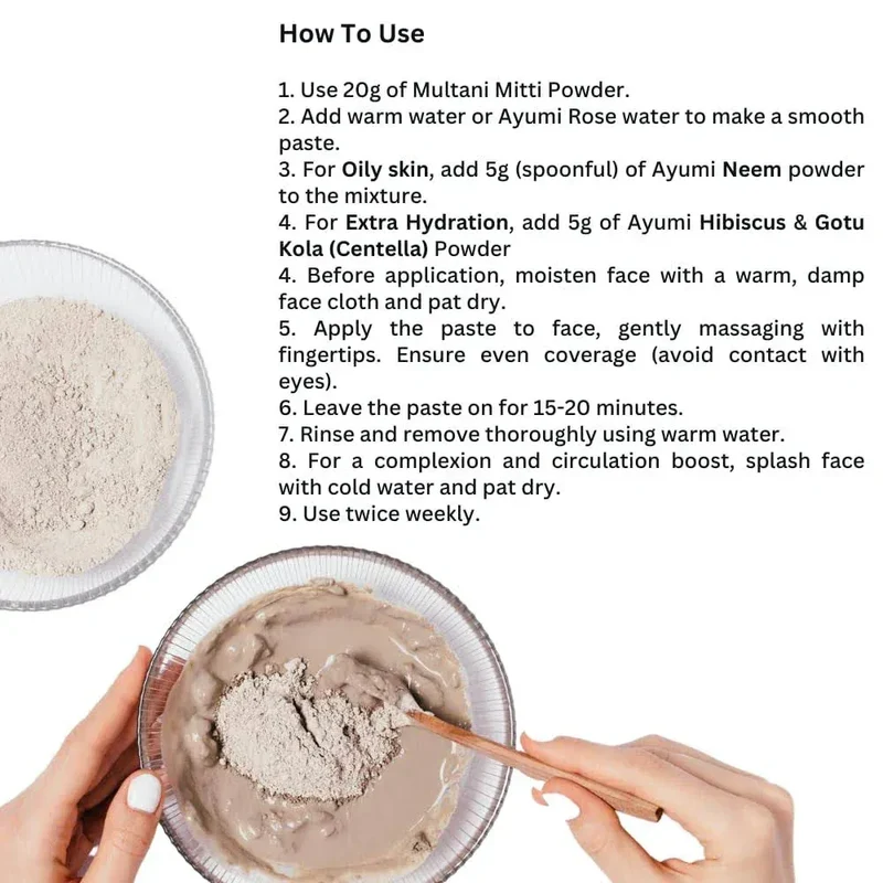 Ayumi - Poudre d'argile visage "multani mati" - 100g